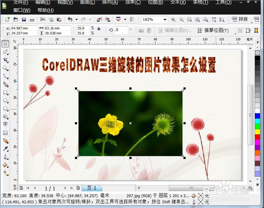 CorelDRAW三维旋转的图片效果怎么设置