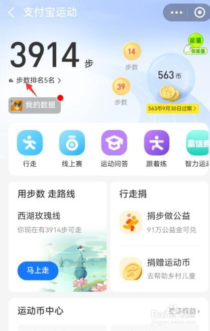 支付宝运动排行榜在哪里查看