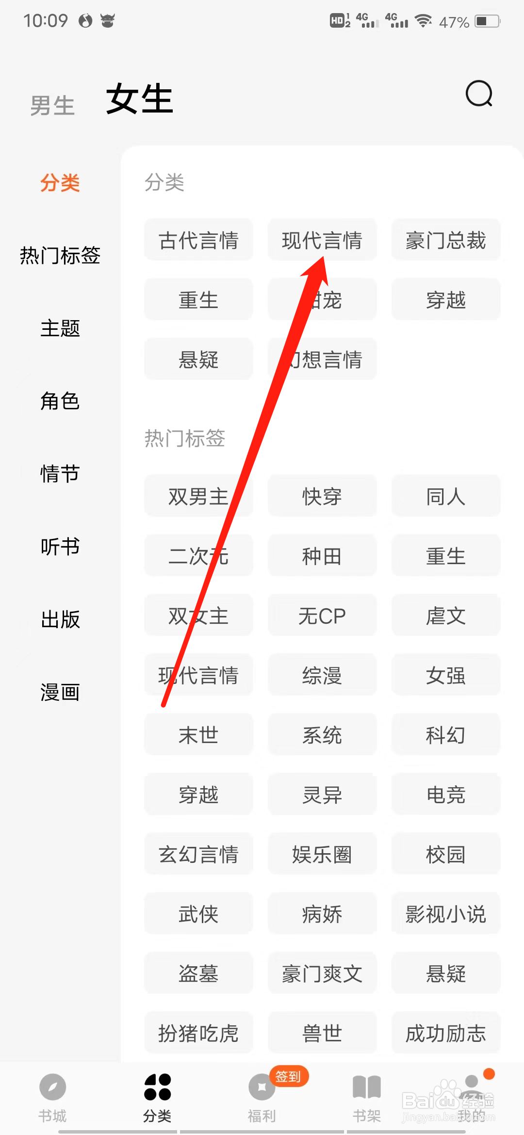 番茄小说查看女生现代言情分类