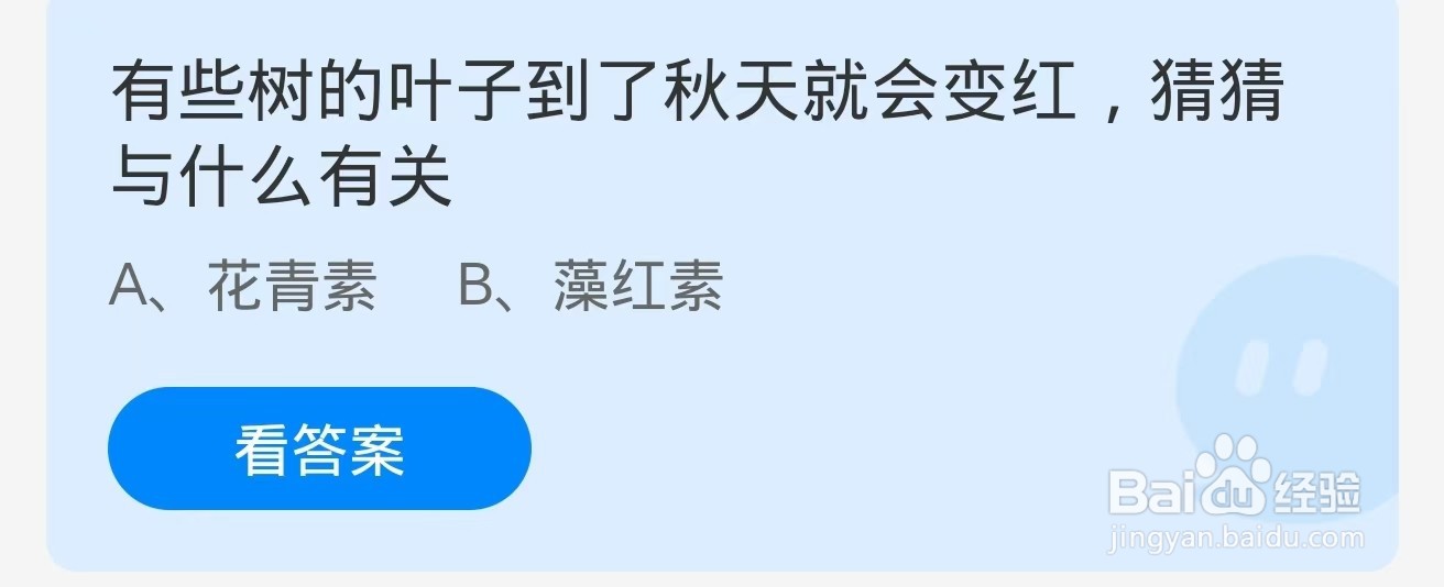 蚂蚁庄园2024.11.23:叶子秋天会变红与什么有关