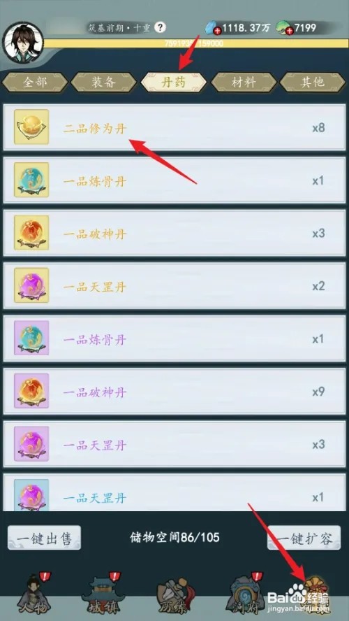 在九天异闻录中如何服用二品修为丹