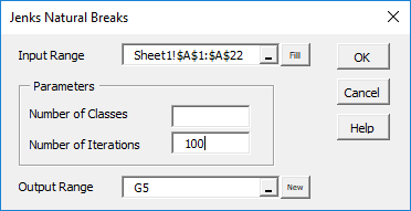 Real Statistics 用于 Natural Breaks 分类