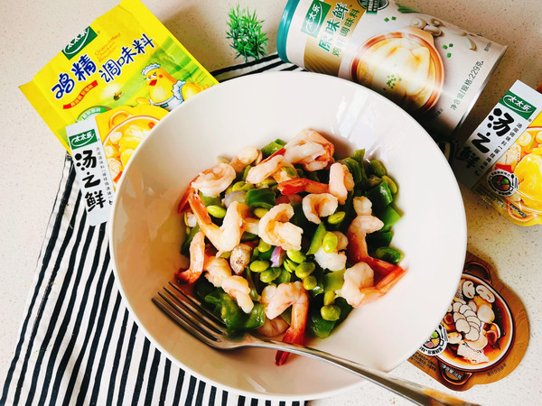 夏日虾尾青椒毛豆下饭菜