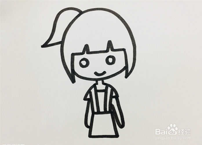 手绘马尾女孩简笔画