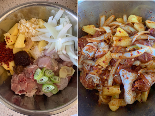 辣酱鸡腿炖土豆