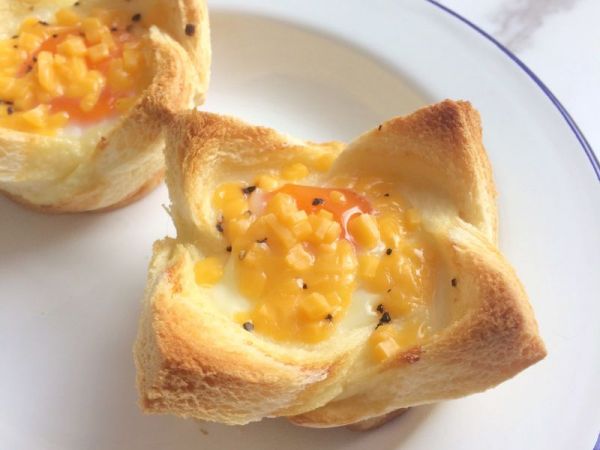 芝士鸡蛋吐司盏#在“家”打造ins风美食#