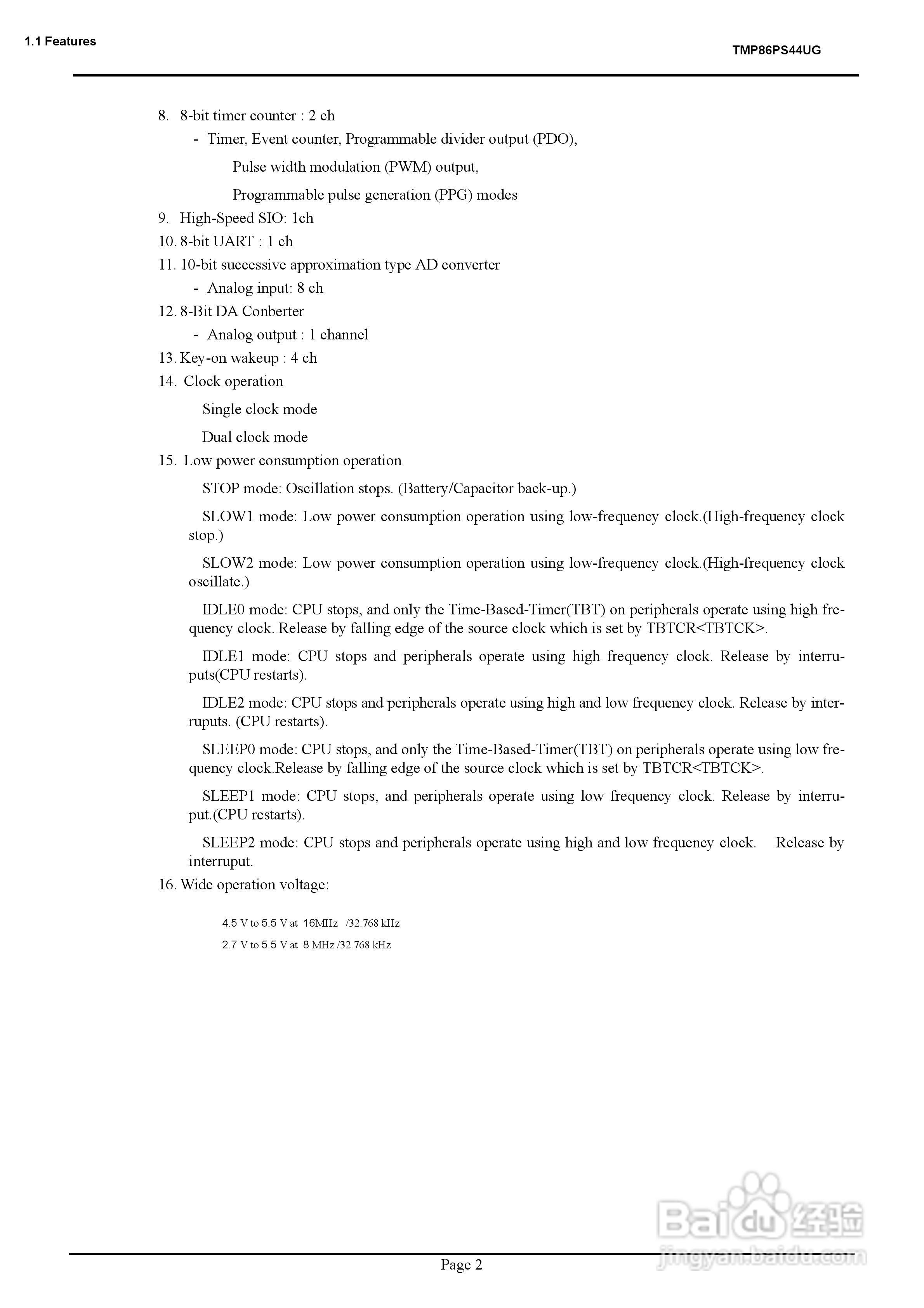 TOSHIBA TMP86PS44UG微处理器说明书:[2]