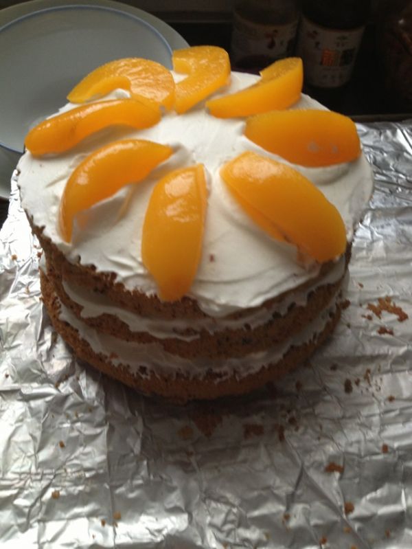 黄桃巧克力戚风裸蛋糕