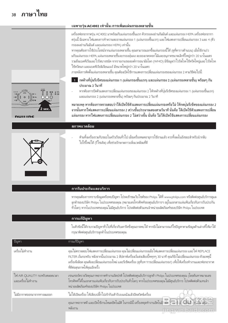 PHILIPS AC4004空气净化器使用说明书:[4]