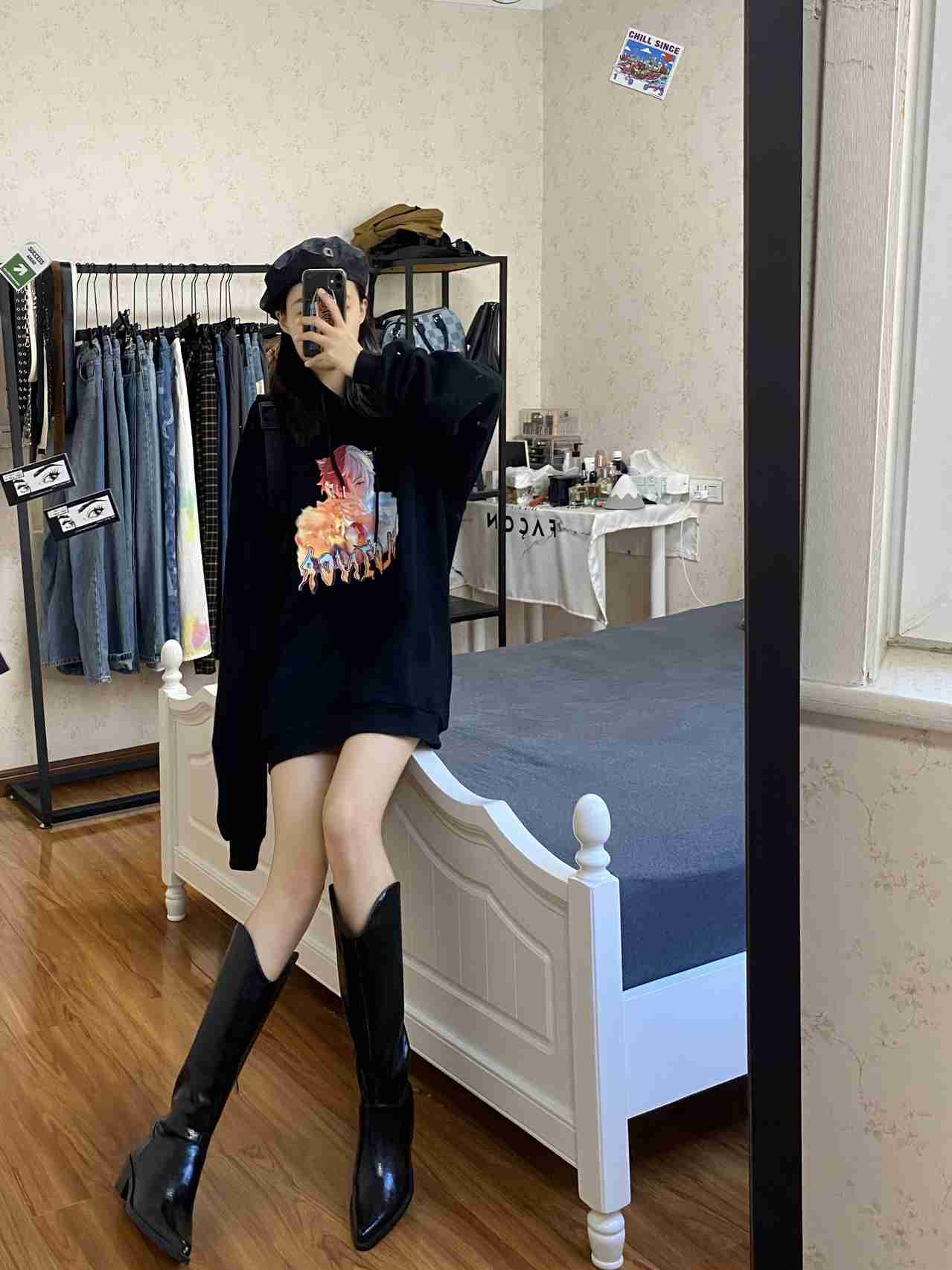 早秋超A女孩黑色系穿搭|小个子显高搭配