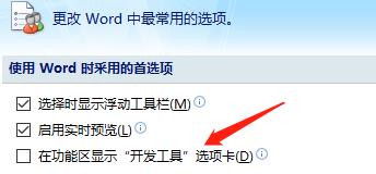 怎么设置在word功能区显示开发工具选项卡