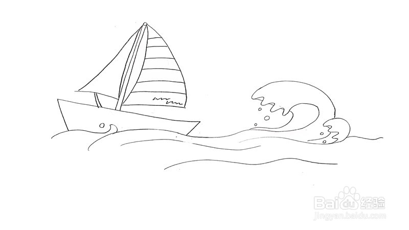 儿童简笔画小船 水面图片