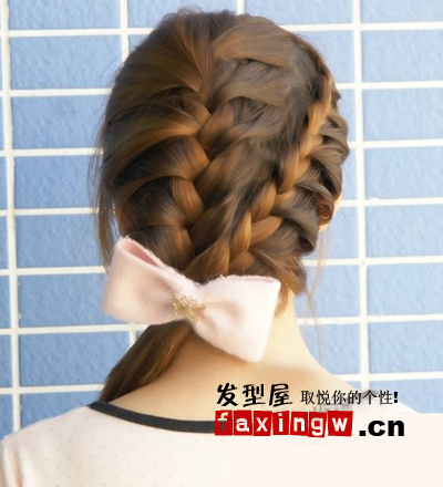 卡哇伊女生双斜蜈蚣辫