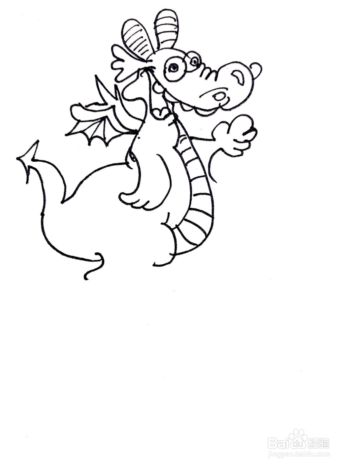 精神抖擞的小恐龙线描画怎么画