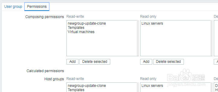 如何在zabbix中删除用户组权限？