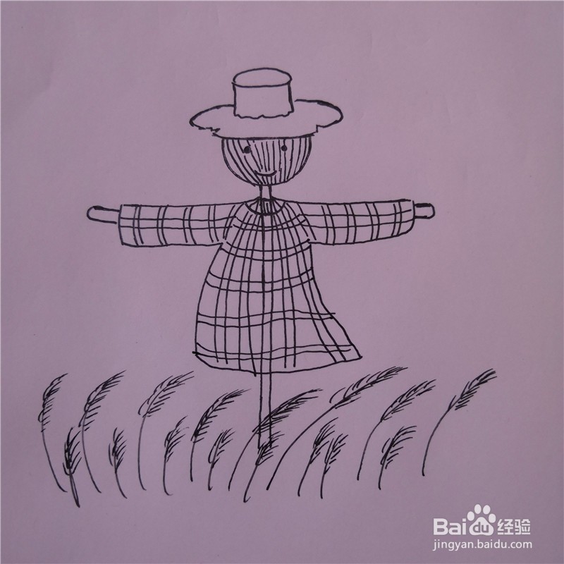 怎么画稻草人的简笔画?