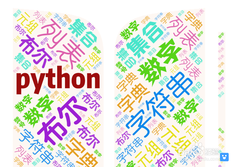 如何使用微词云工具绘制python语言基本数据类型