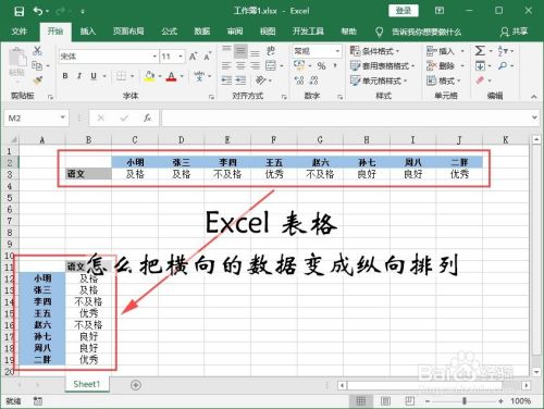Excel怎么把横向的数据变成纵向排列 百度经验