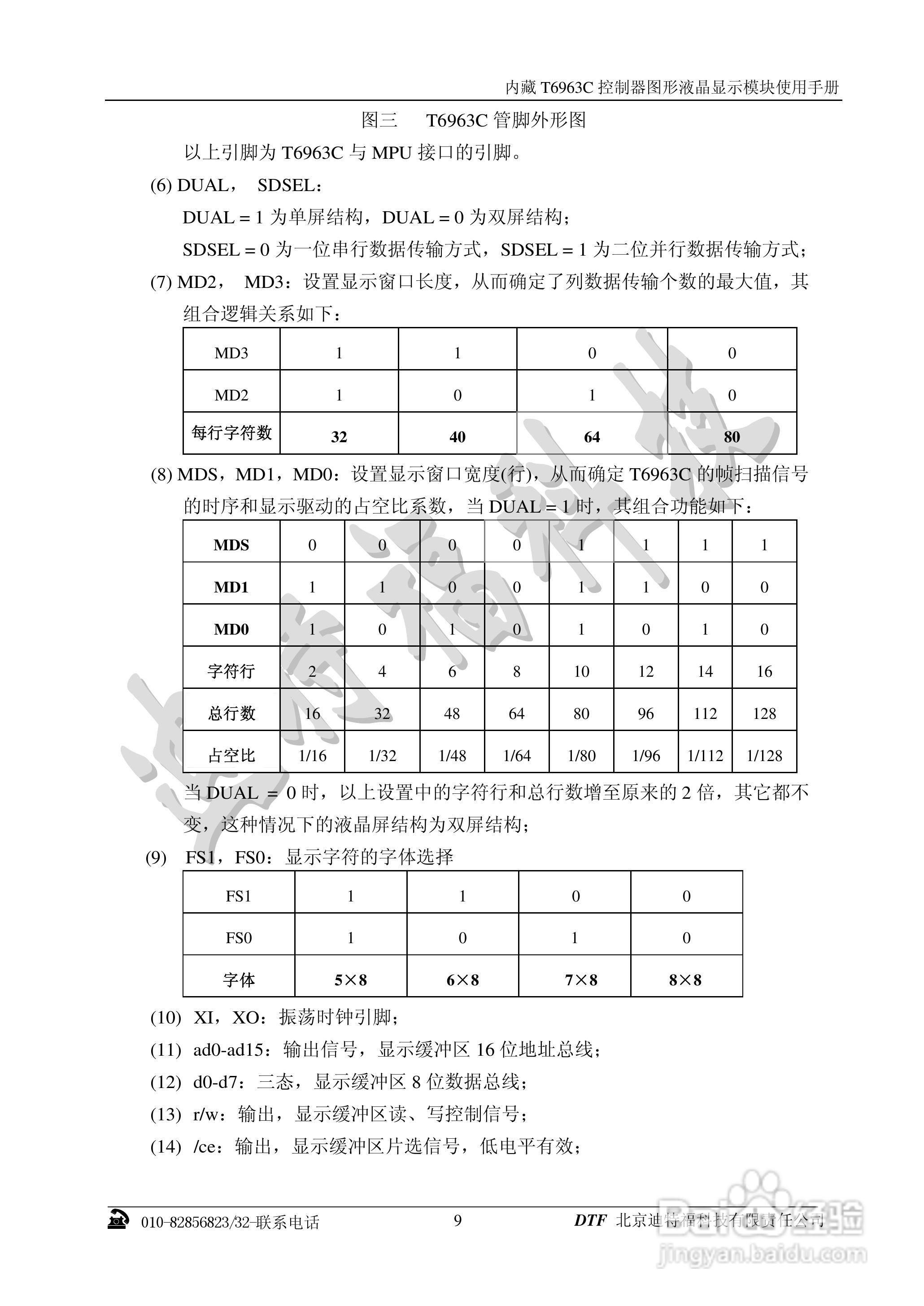 迪特福科技T6963C点阵图形式控制器使用手册:[1]