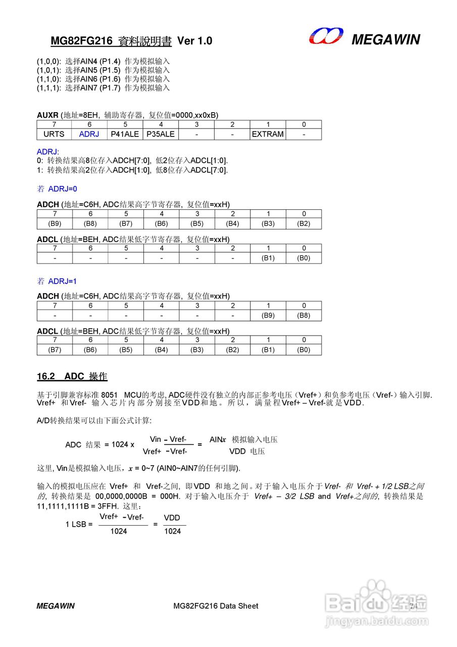 MEGAWIN MG82FG216 8 位微处理器用户手册:[8]