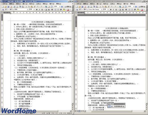 怎样在Word2003文档中并排比较窗口