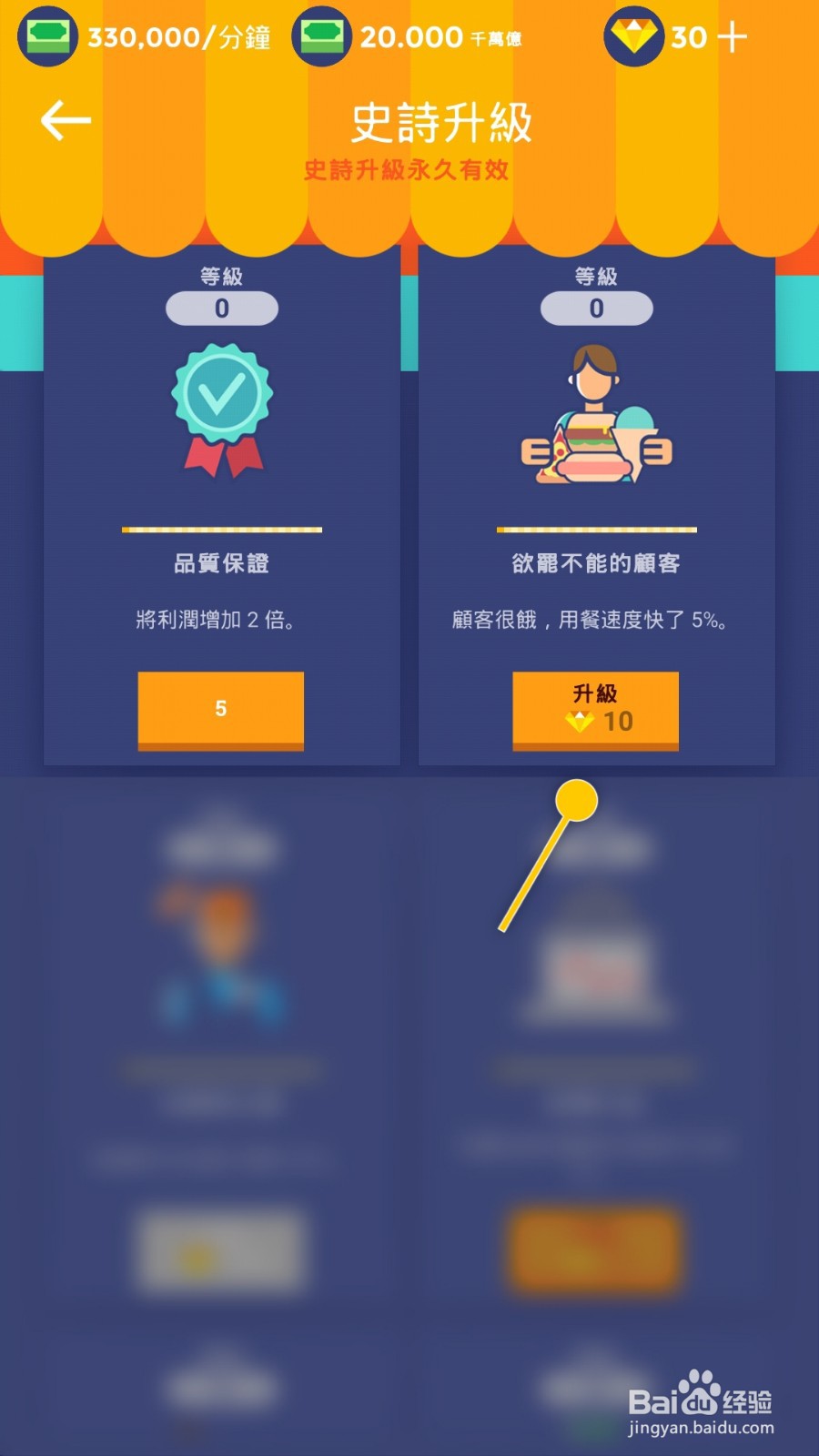 Idle Reataur怎么升级欲罢不能的顾客加快用餐