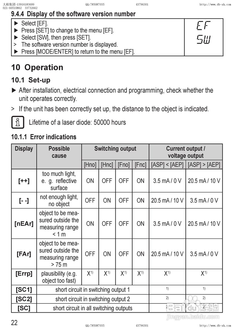 易福门测距传感器O1D106使用说明书:[3]