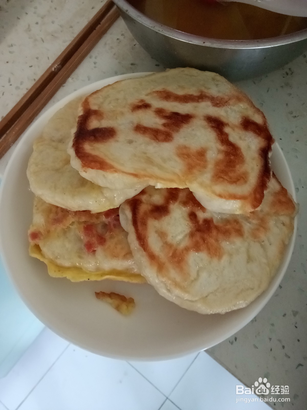 发面鸡蛋火腿饼