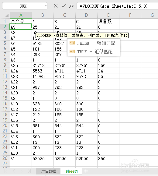 如何用vlookup函数快速匹配对应数值