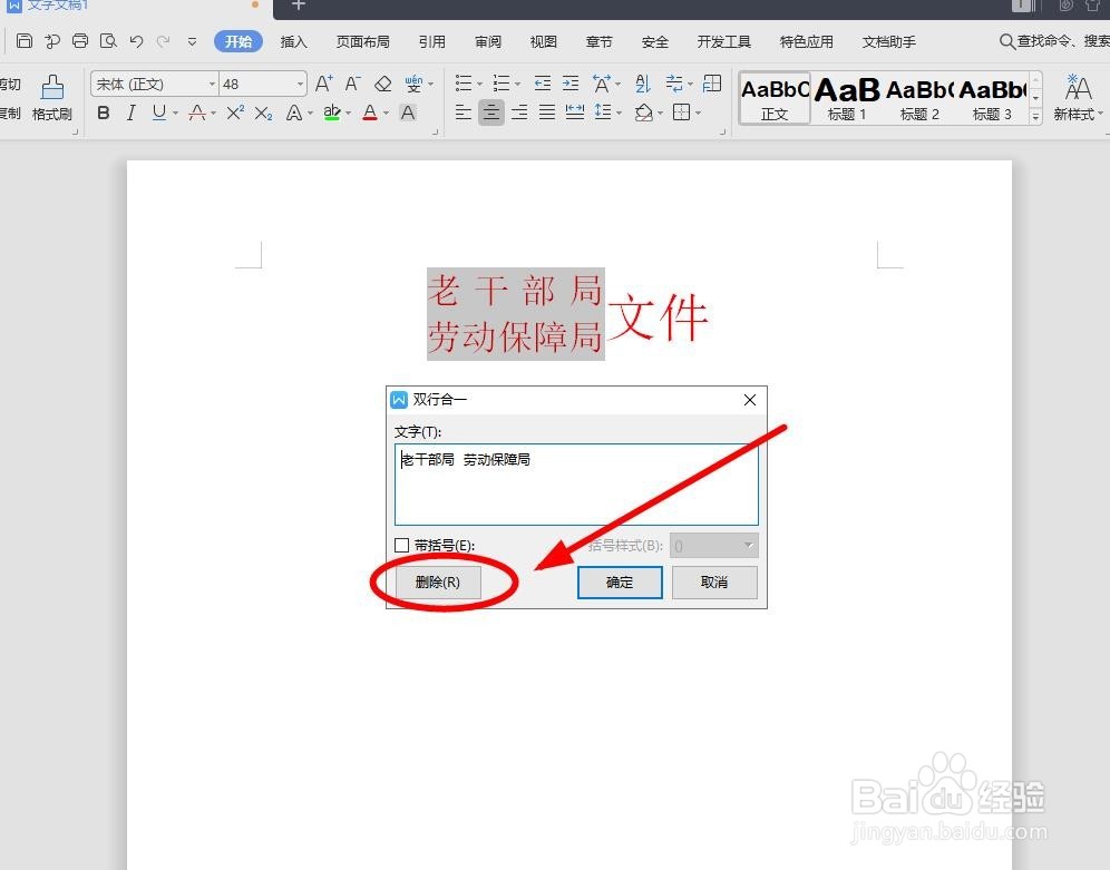 在WPS文字中如何做到双行合一？