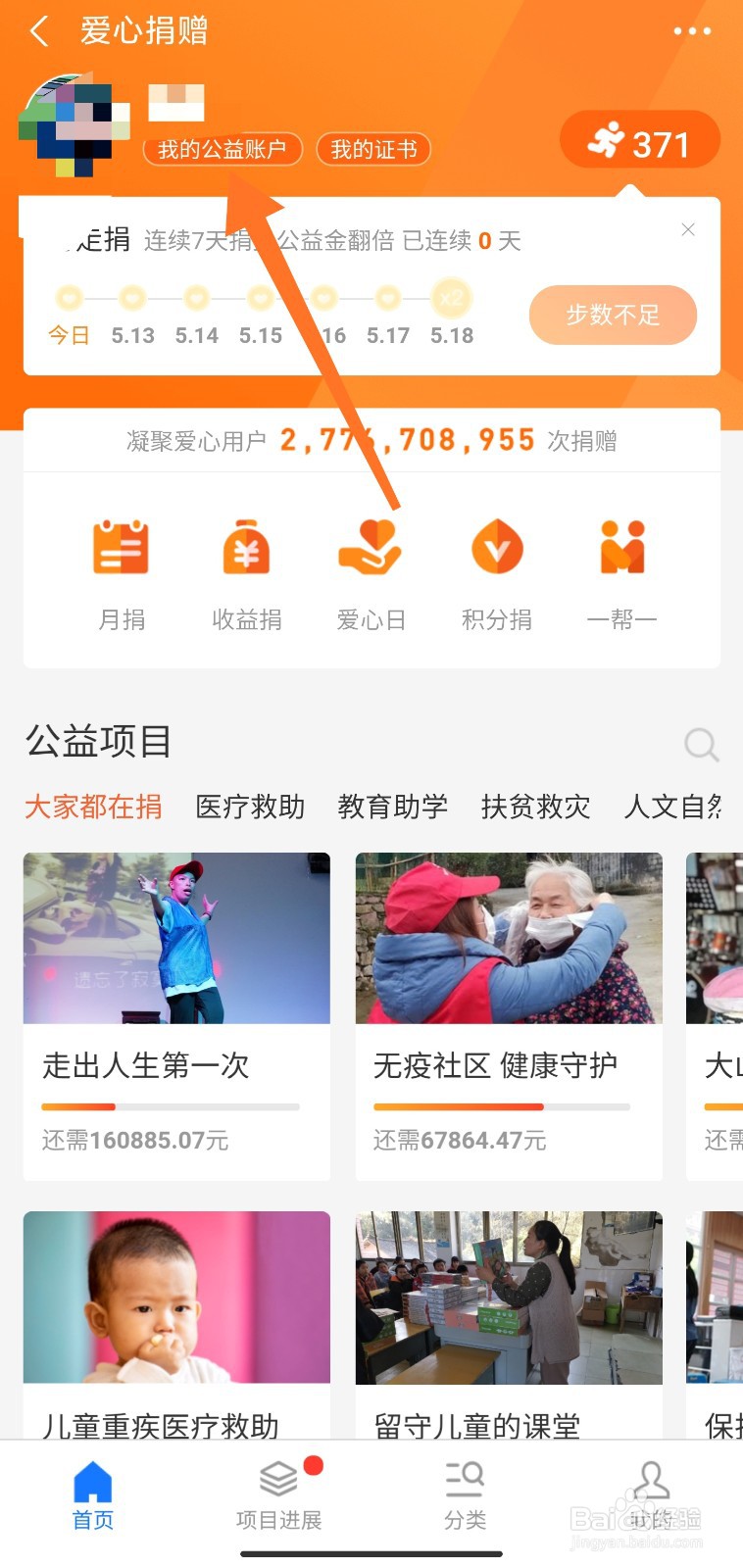 支付宝怎么看自己的公益数据