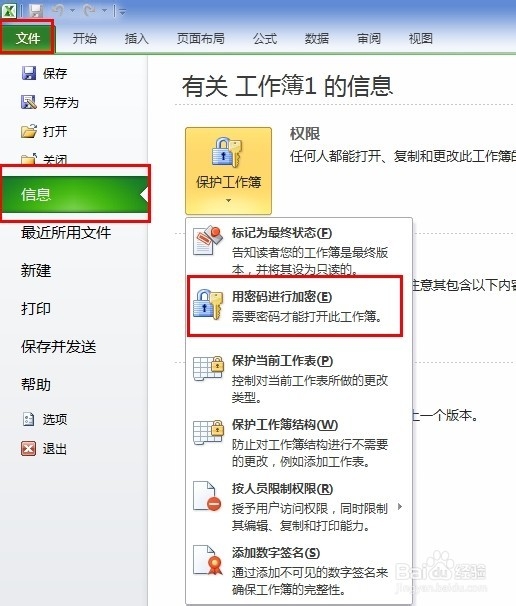 2010版excel如何设置密码