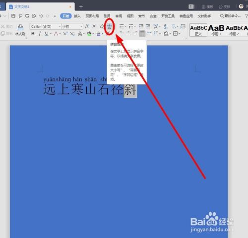 如何给WPS文字中的文字修改拼音?