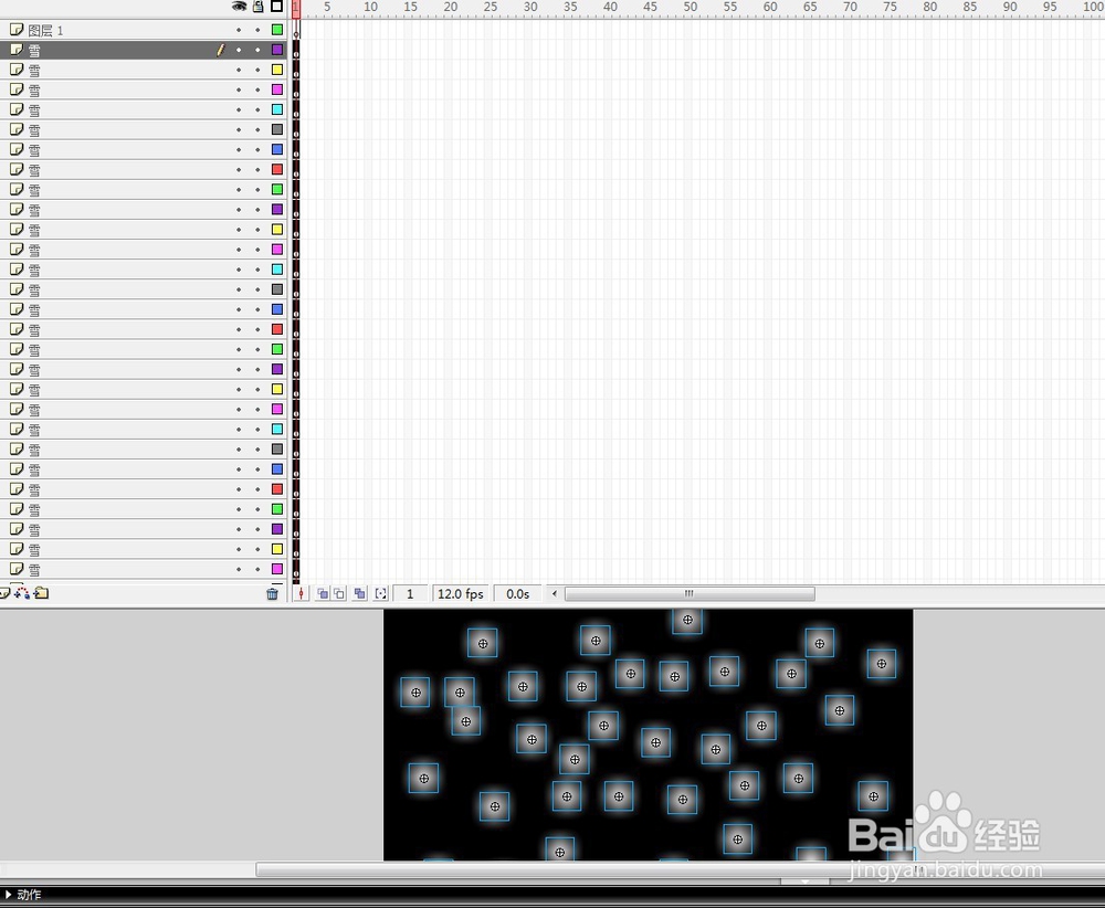 flash制作绘制雪花飞舞的场景