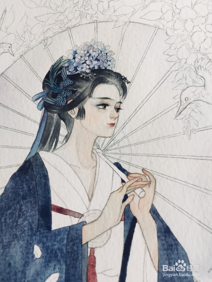 手绘古风人物教程图解,看古风手绘美女如何上色