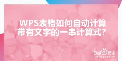 Wps表格如何自动计算带有文字的一串计算式 百度经验