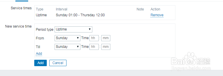 如何在zabbix的服务中增加时间？