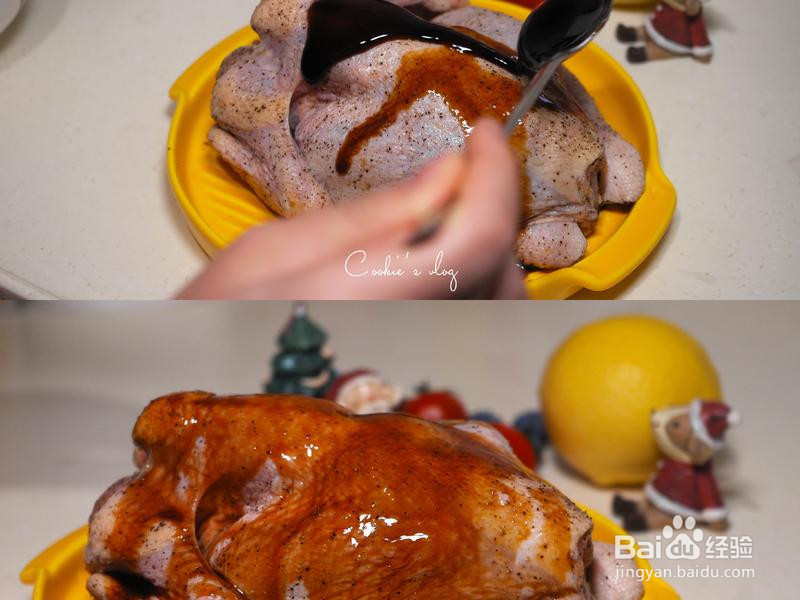 会爆汁的圣诞果蔬烤鸡的做法