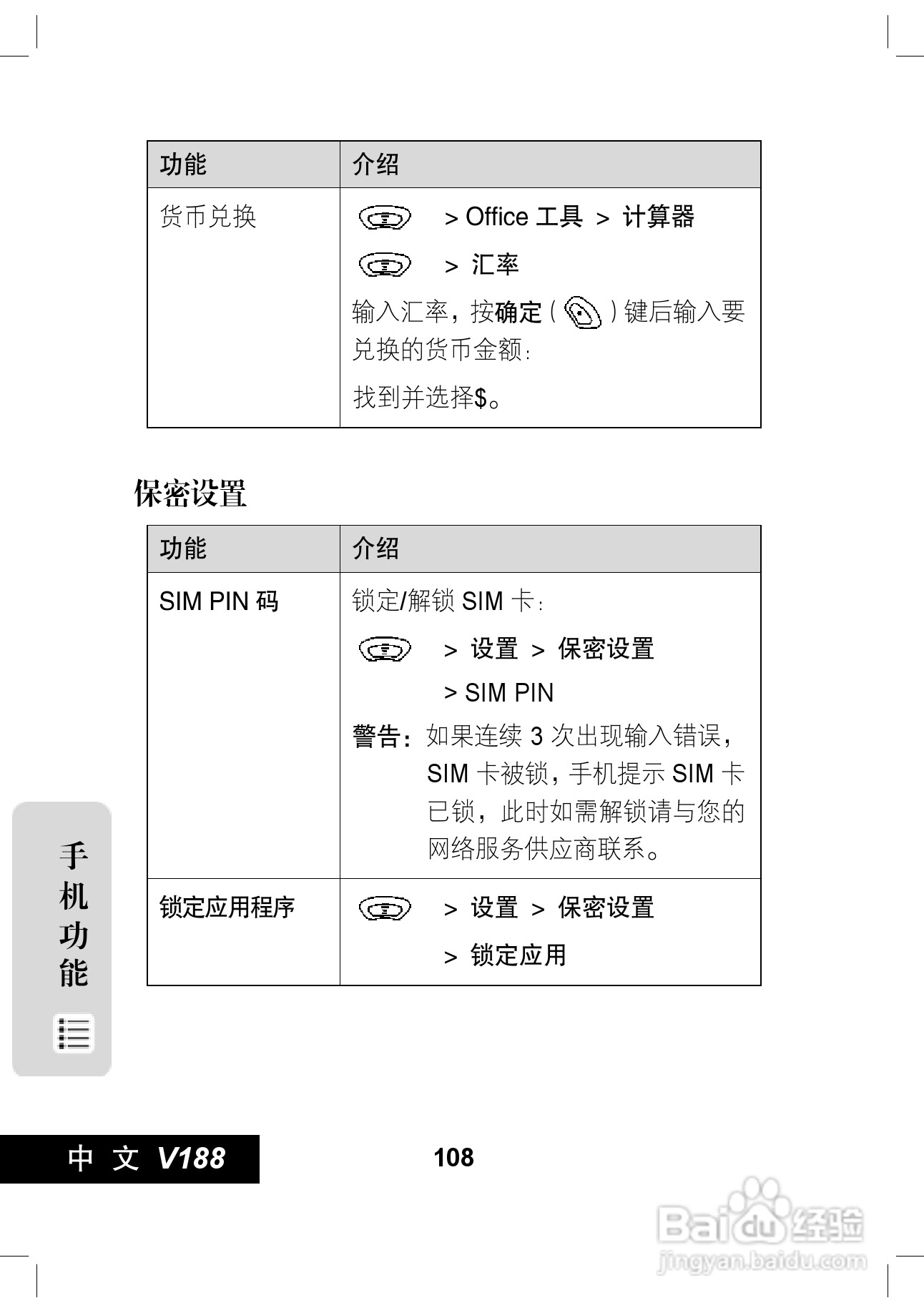 摩托罗拉V188手机使用说明书:[11]