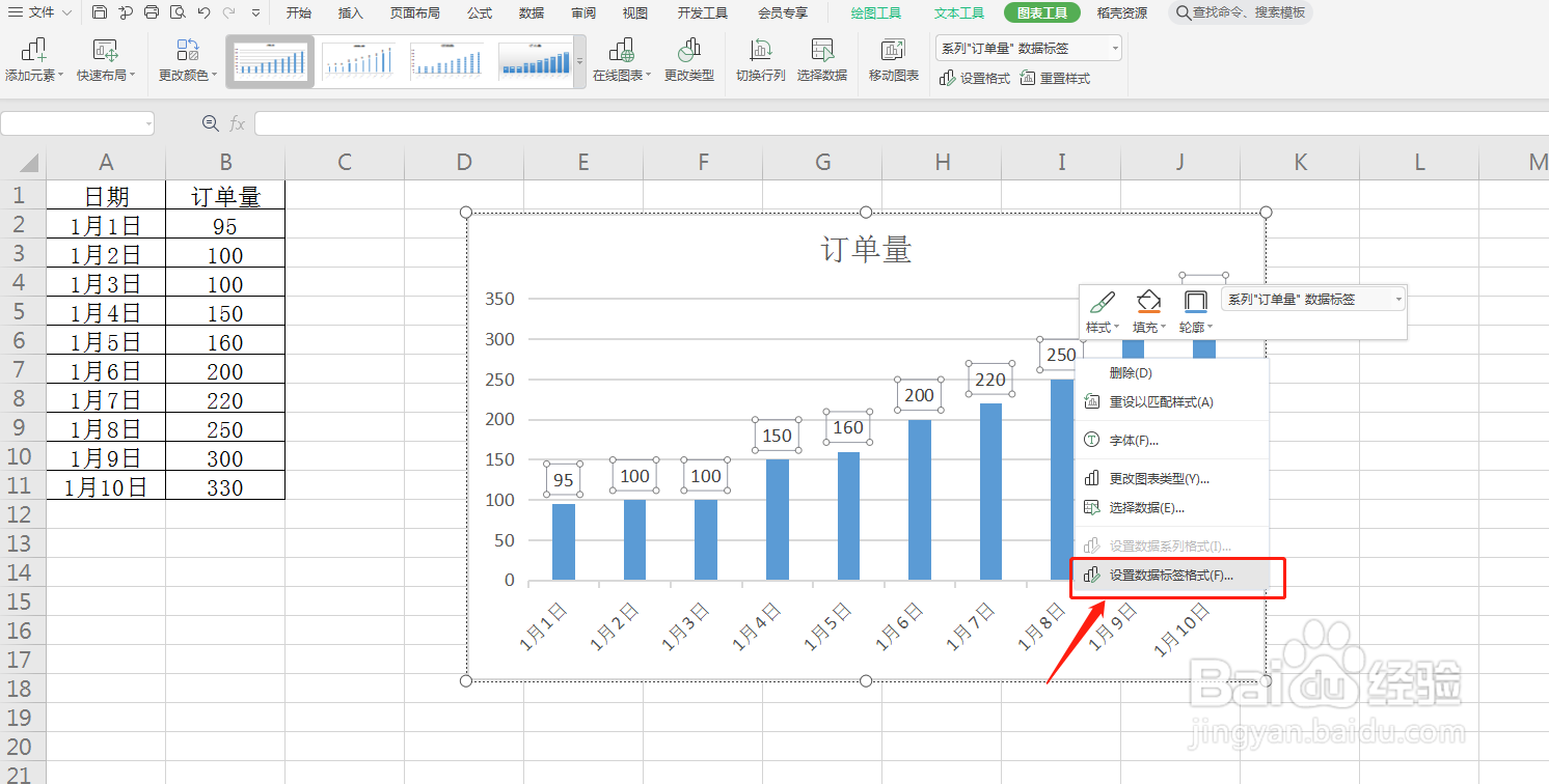excel的条形图中怎么设置数据标签