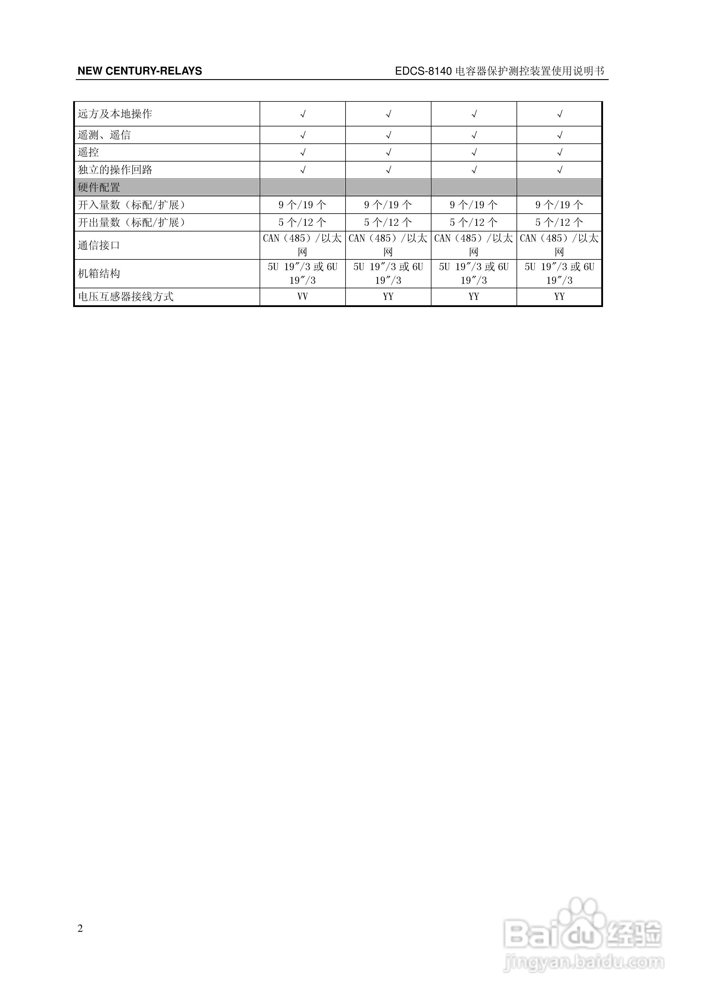 新世纪EDCS-81403电容器保护测控装置说明书:[1]