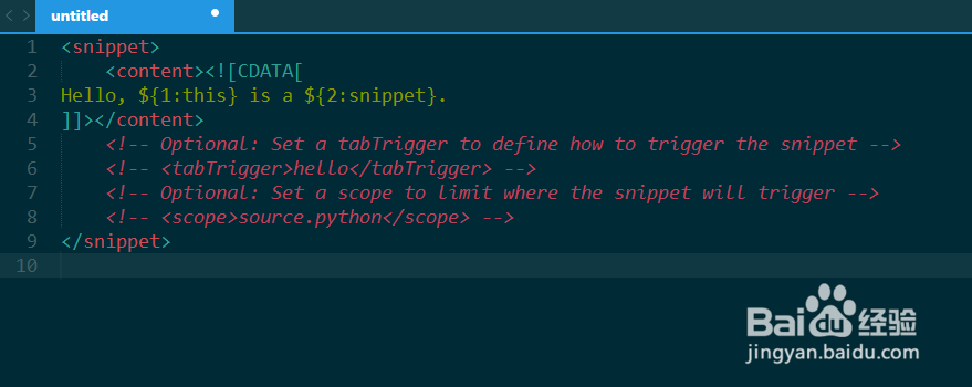 Sublime Text3自定义代码段