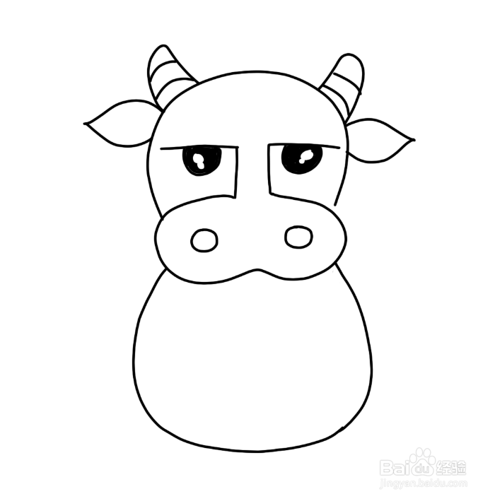 如何画一只可爱的卡通小牛