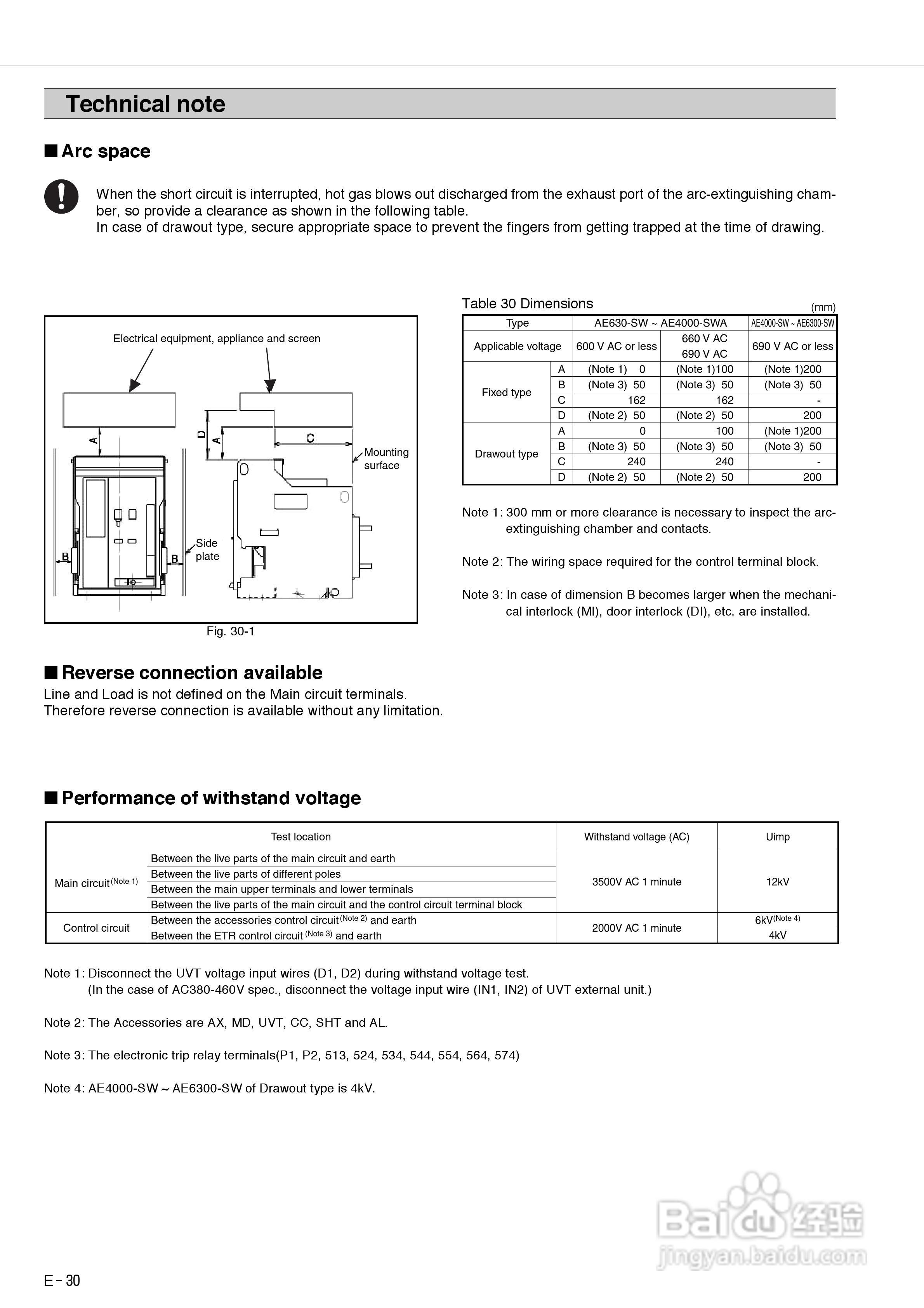 三菱 Type AE-SW低压空气断路器使用说明书:[3]
