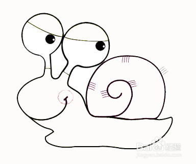 彩色大眼睛蜗牛的简笔画