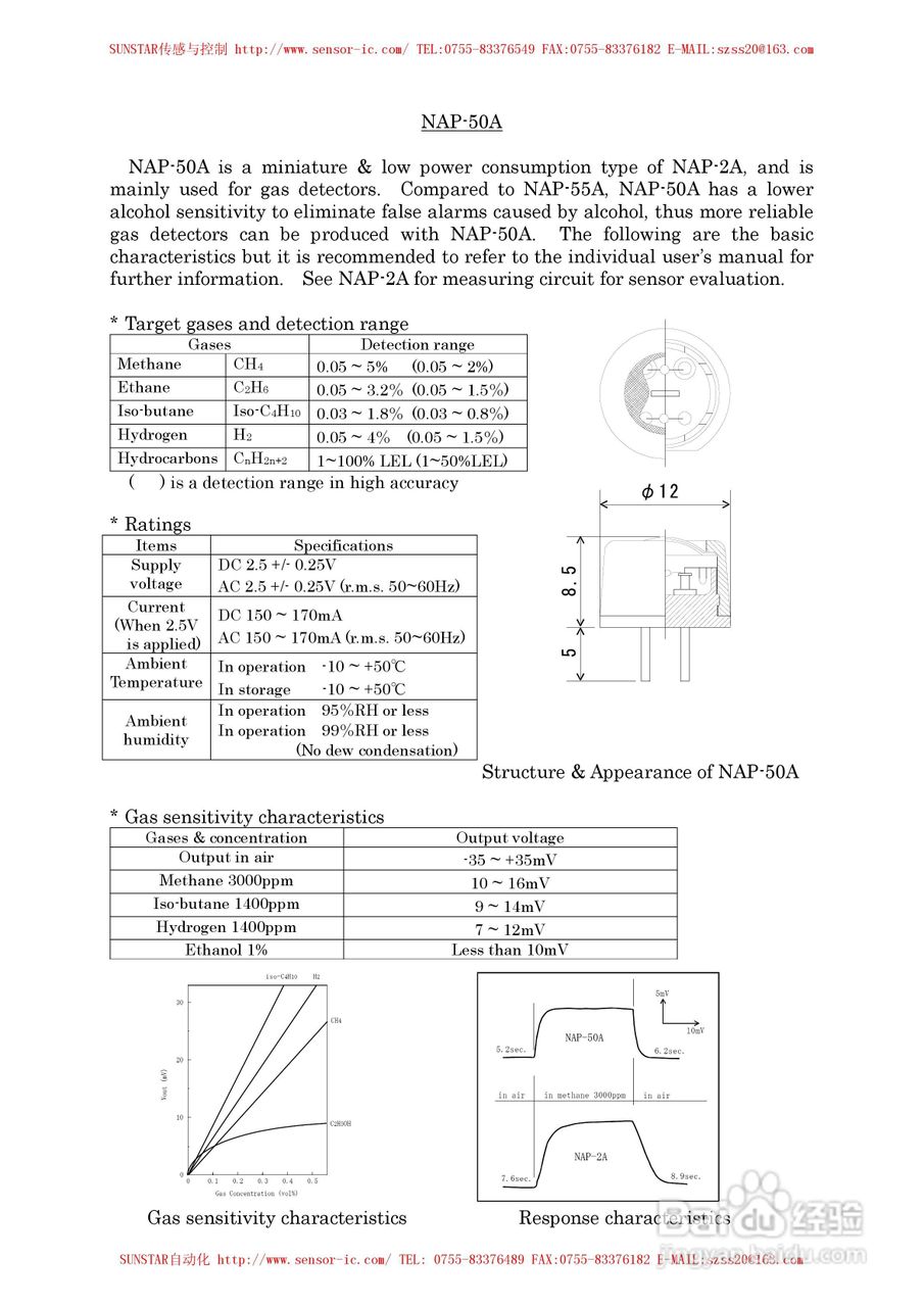 MAP-100A系列工业用可燃性气体传感器使用说明书:[7]