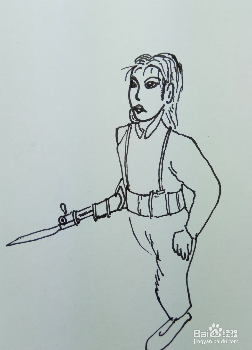 怎样画简笔画“英姿飒爽的女兵”？