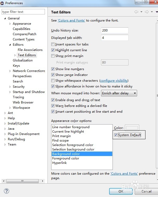 Eclipse中设置背景色