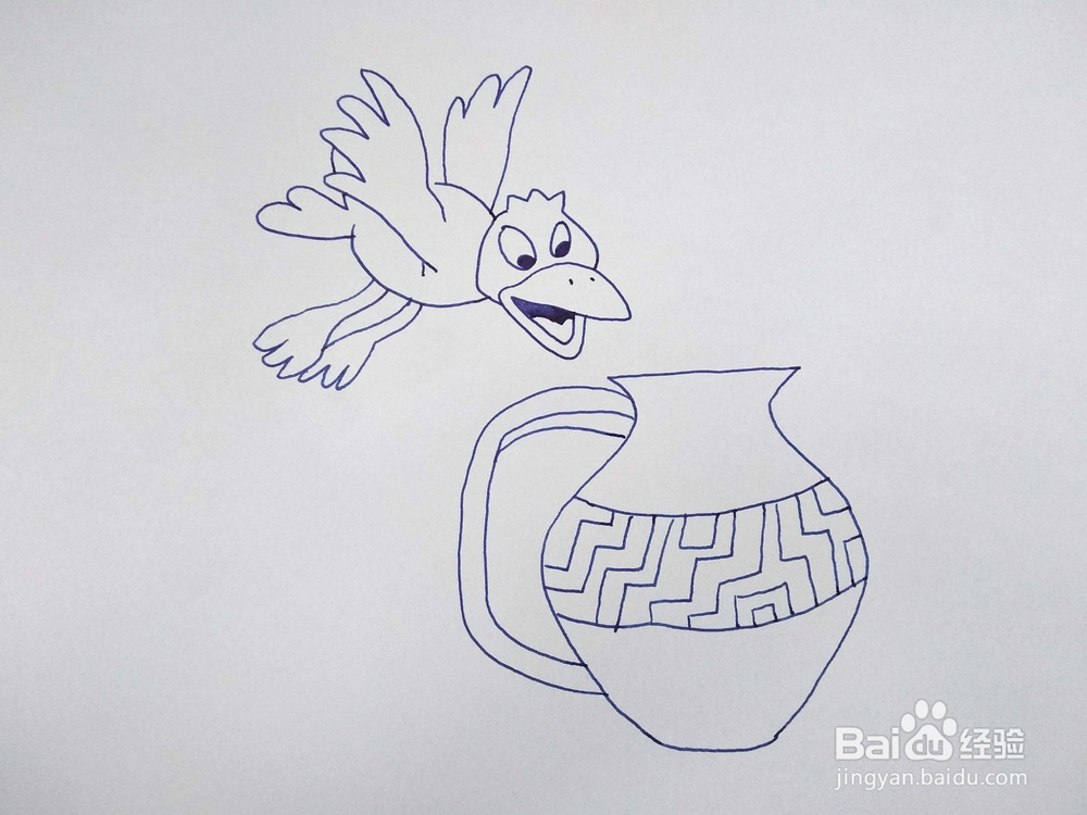 乌鸦喝水的故事怎么用简笔画画出来？卡通简笔画
