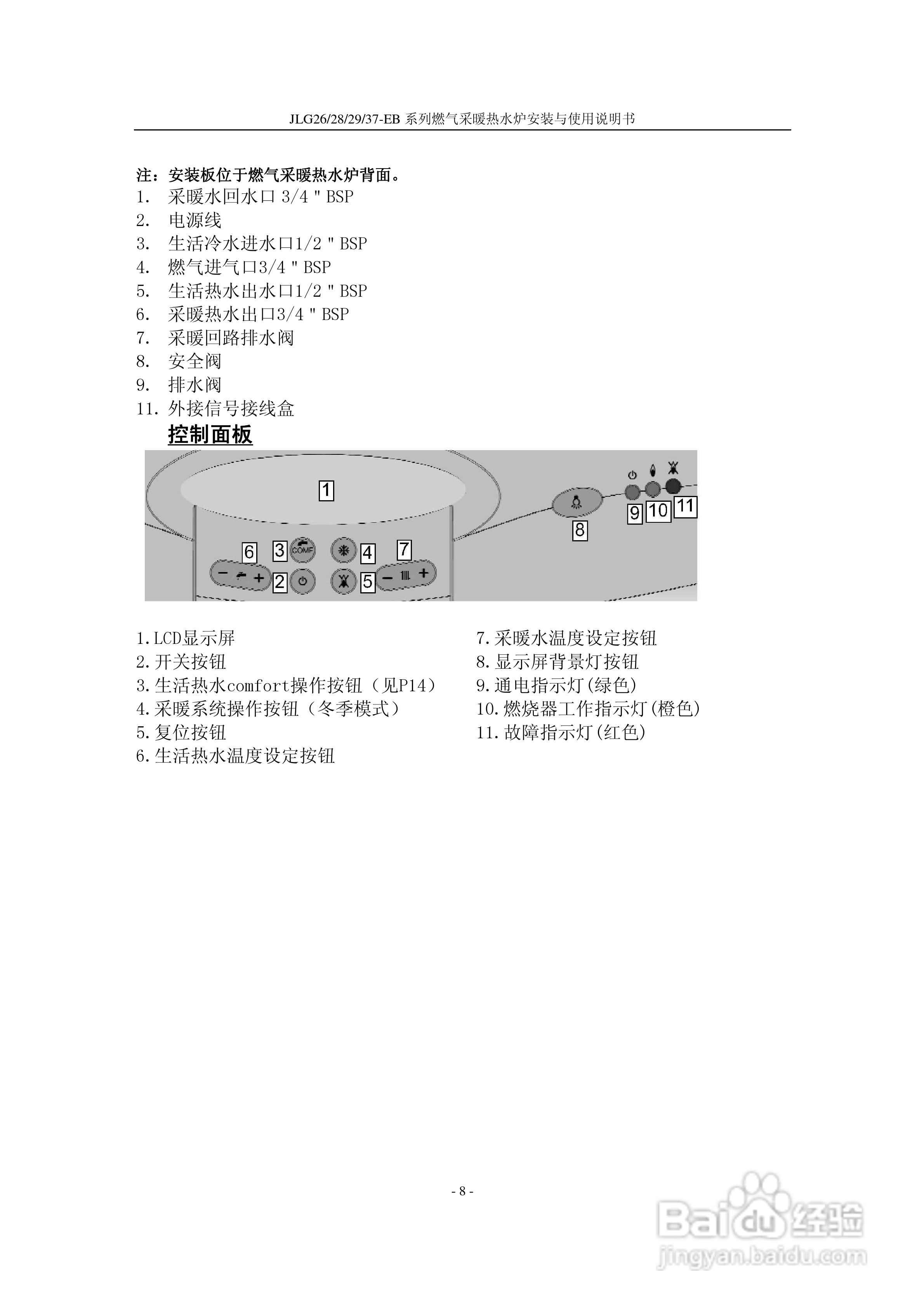 史密斯JLG37-EB燃气采暖热水炉使用说明书